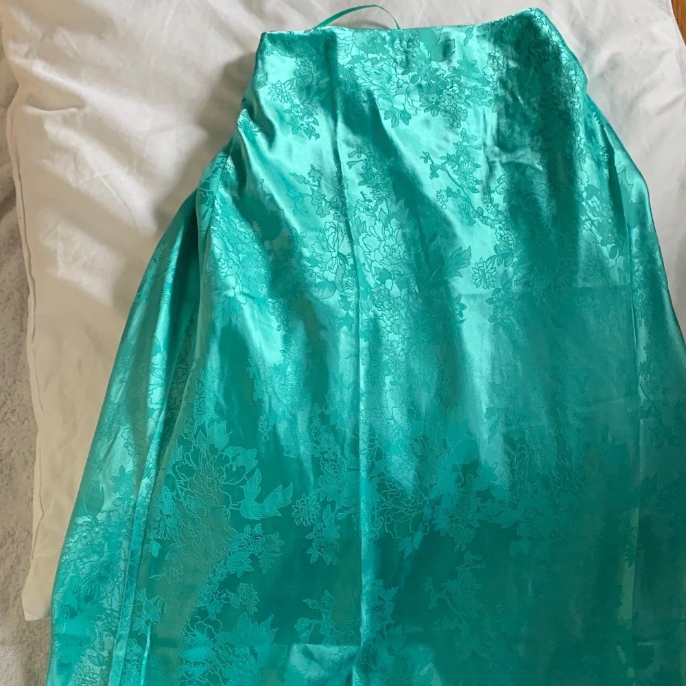 Silky Teal Midi Skirt